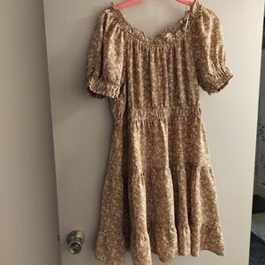 Floral Brown Midi Dress